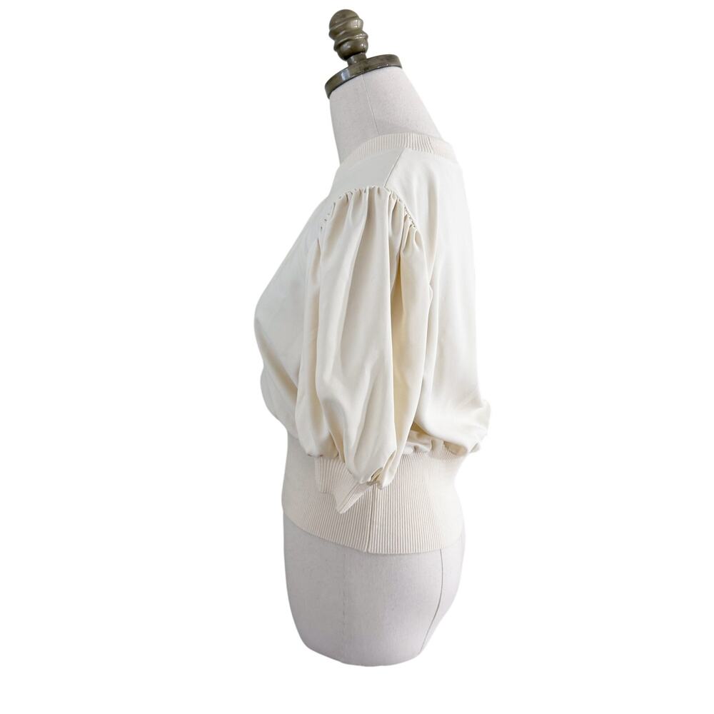 NWT French Connection Cream Short Sleeve Blouse Size Medium Women's Size Medium - Picture 4 of 8